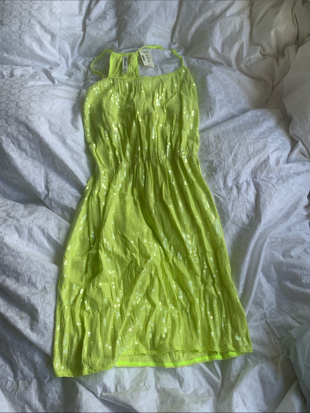 Aeropostale Neon Lime Sequin Halter Dress